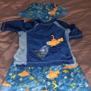 Swimsuit, swim shirt and hat